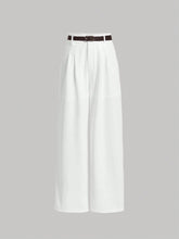MOD High Waist Pleats At Waist Plicated Detail Straight Leg Belted Dress Pants shein